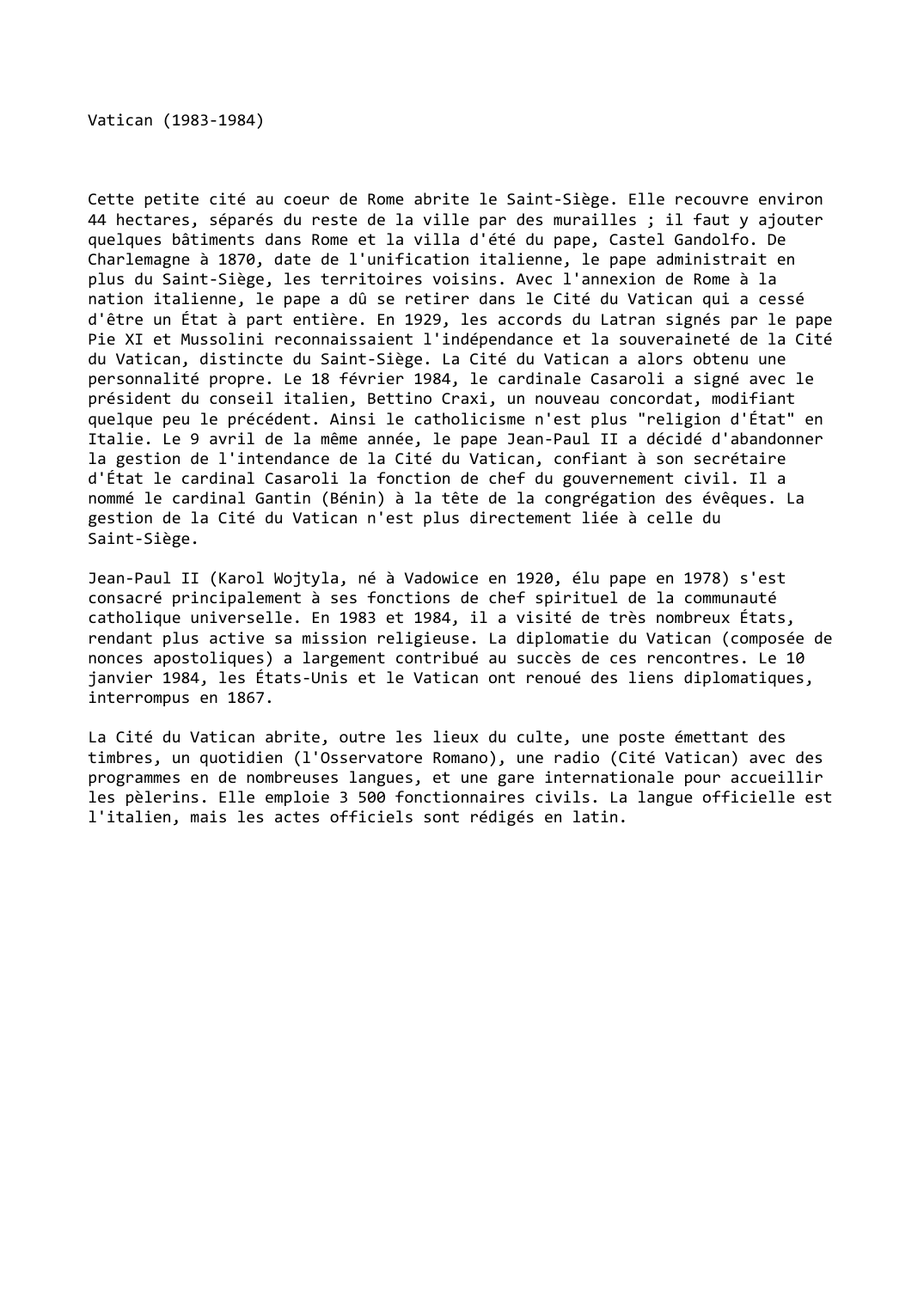 Prévisualisation du document Vatican (1983-1984)