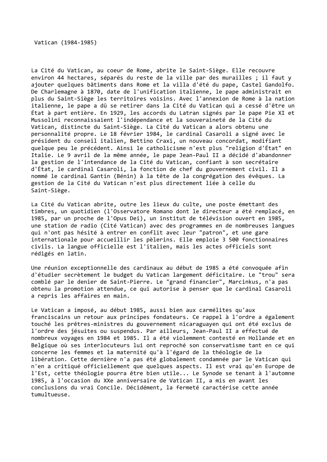 Prévisualisation du document Vatican (1984-1985)