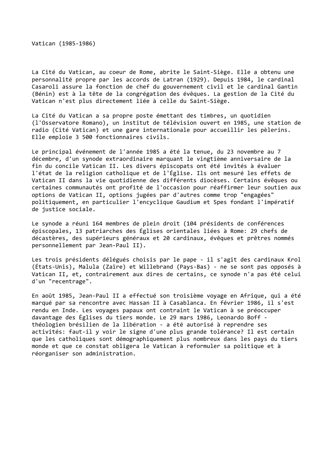 Prévisualisation du document Vatican (1985-1986)