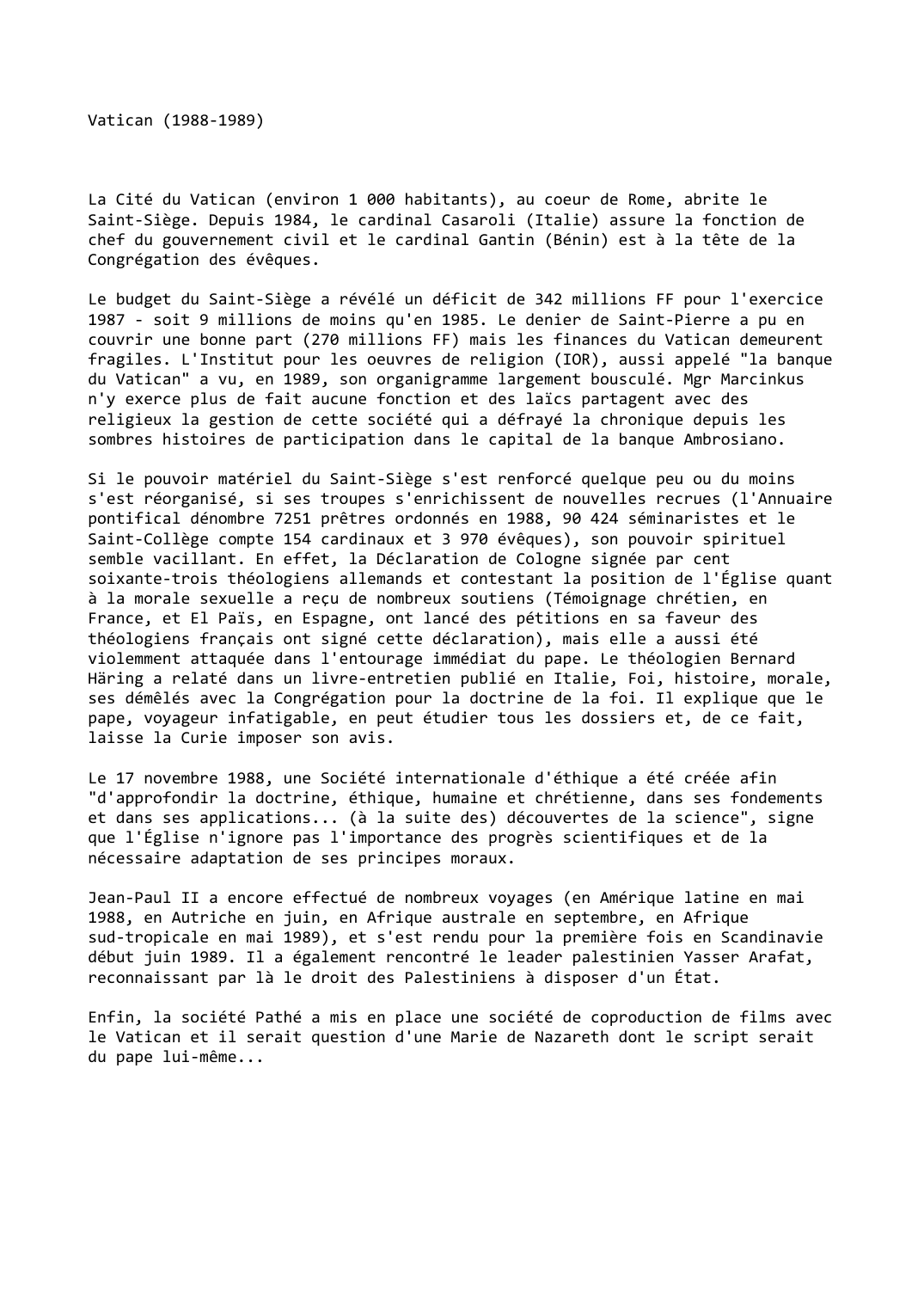 Prévisualisation du document Vatican (1988-1989)
