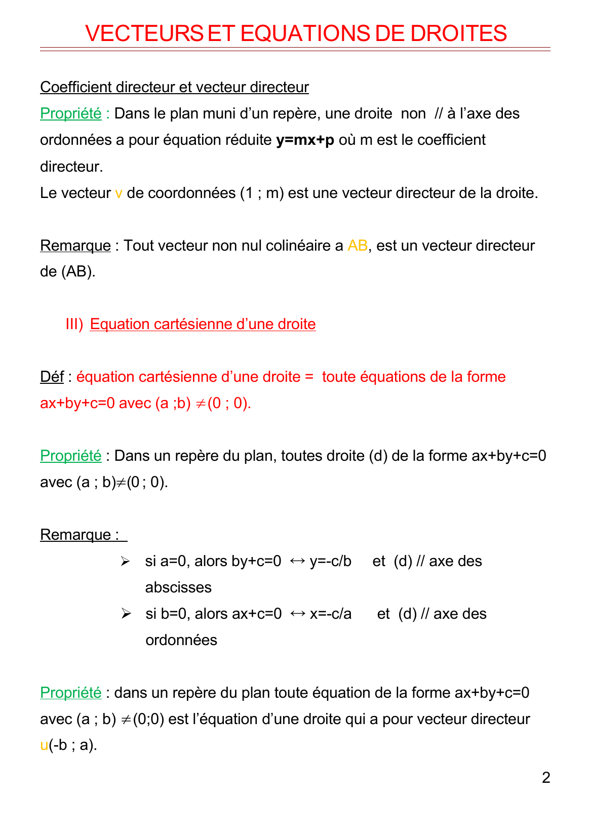 Prévisualisation du document vecteurs et équation de droites