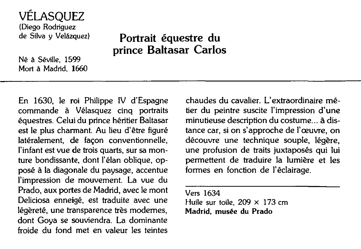 Prévisualisation du document VÉLASQUEZ: Portrait équestre du prince Baltasar Carlos