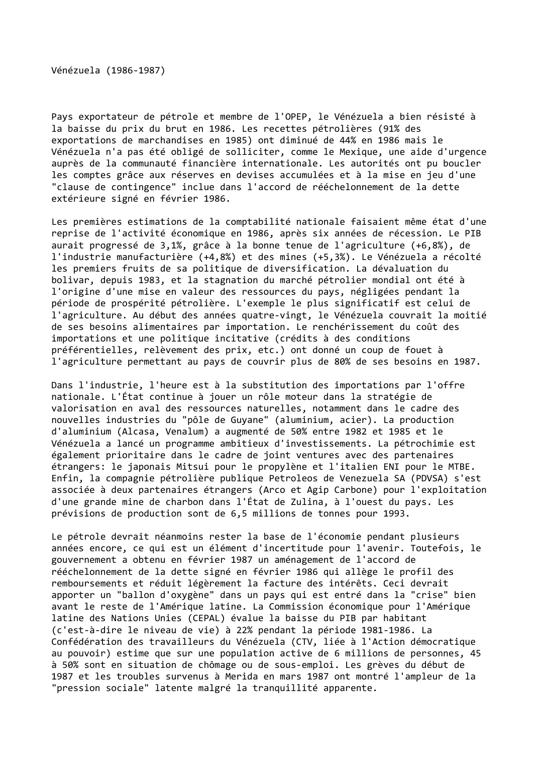 Prévisualisation du document Vénézuela (1986-1987)