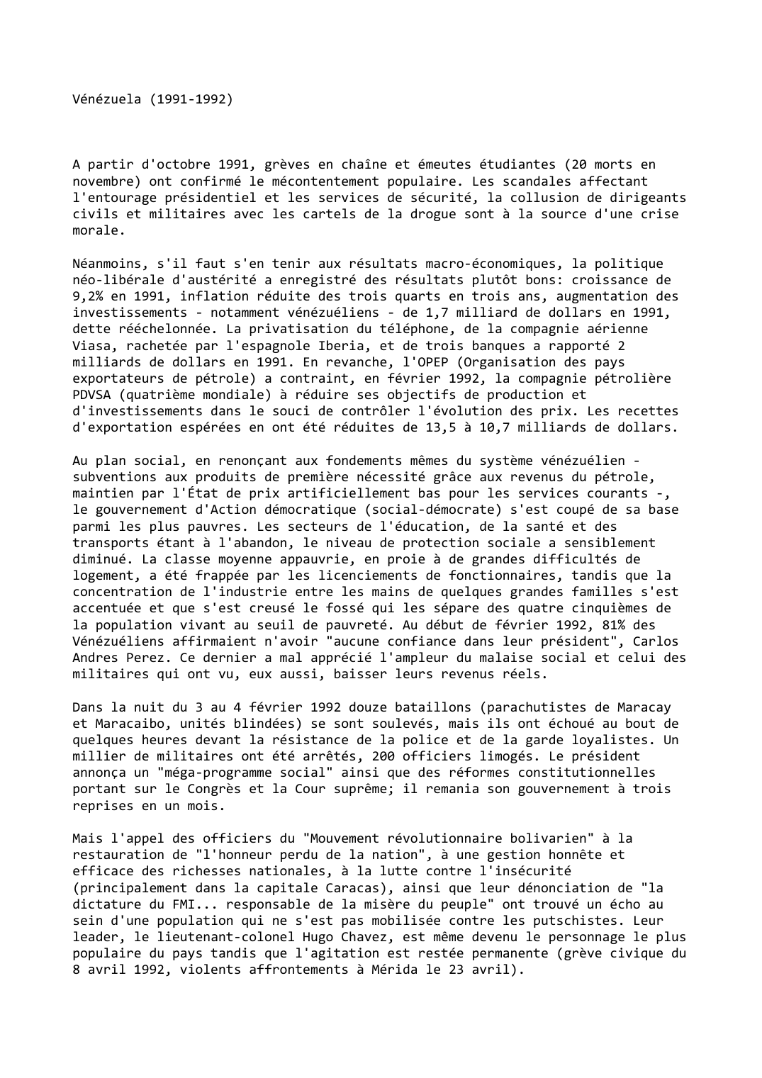 Prévisualisation du document Vénézuela (1991-1992)