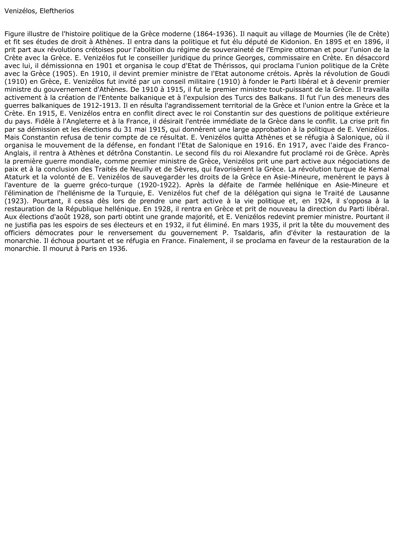Prévisualisation du document Venizélos Elefthérios