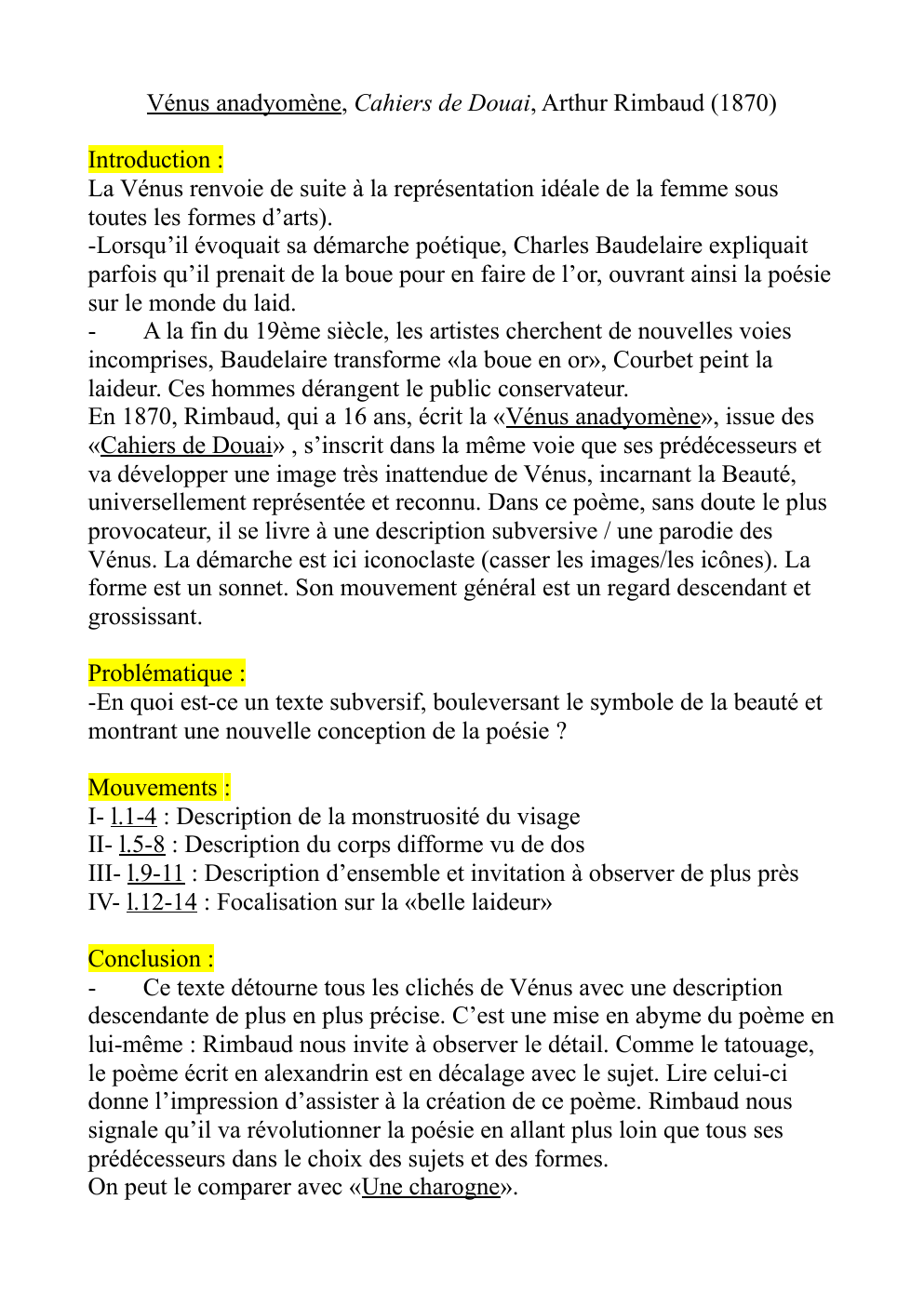 Prévisualisation du document Vénus anadyomène, Cahiers de Douai, Arthur Rimbaud (1870)