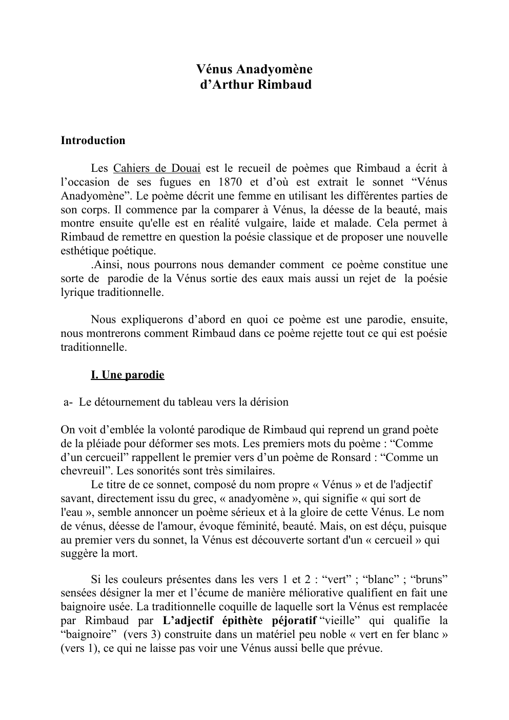 Prévisualisation du document VENUS ANADYOMENE DE RIMBAUD