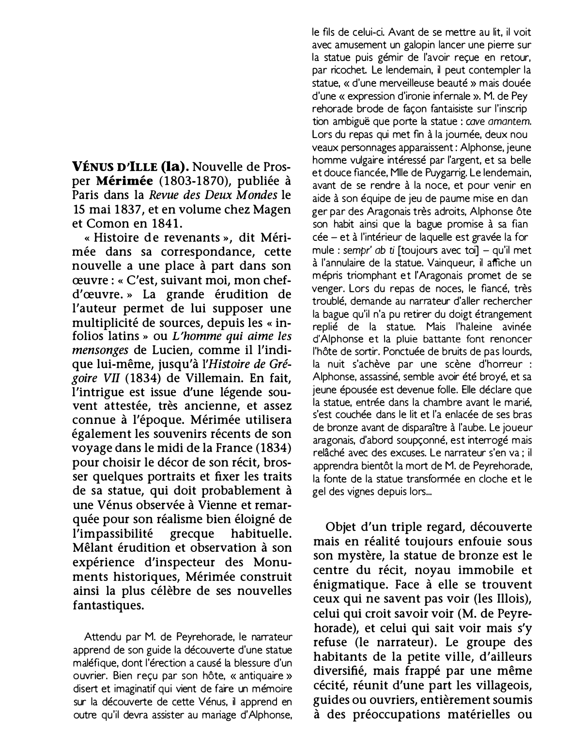 Prévisualisation du document VÉNUS D'iLLE (la),  de Prosper Mérimée