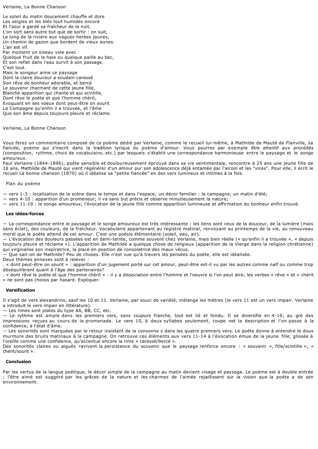 Prévisualisation du document Verlaine, La Bonne Chanson (Commentaire composé)