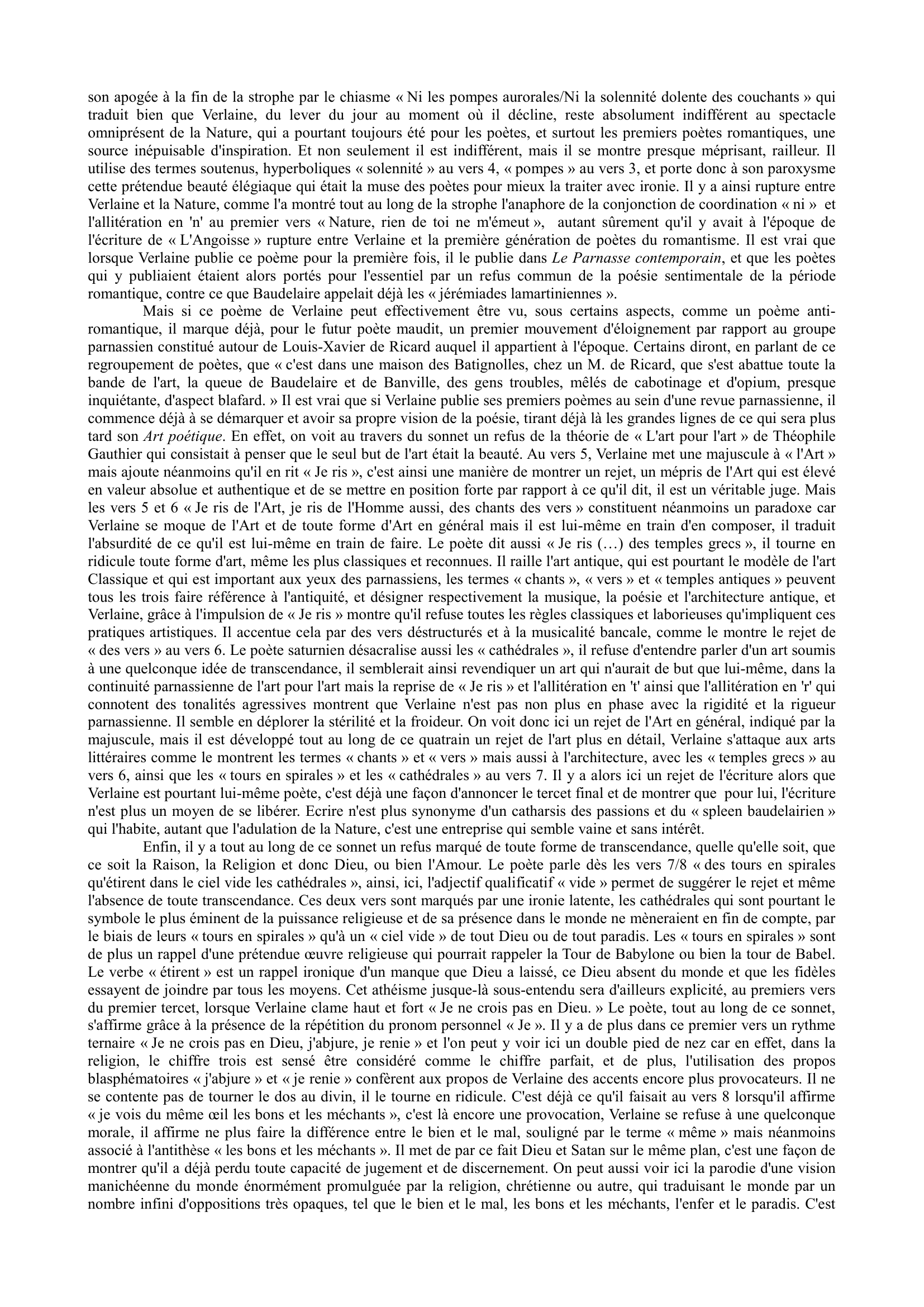 Prévisualisation du document Verlaine, « L'Angoisse », Poèmes saturniens, section I « Melancholia »