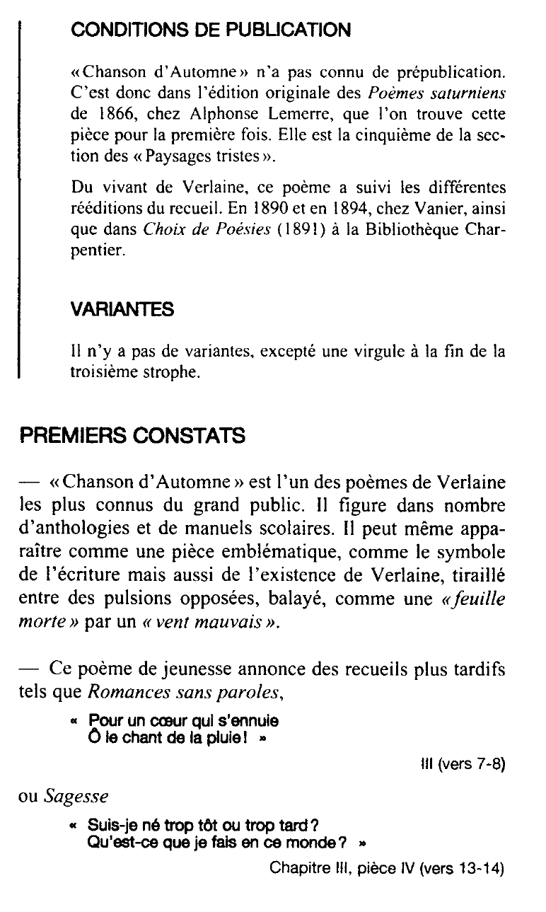 Prévisualisation du document Verlaine - Poèmes saturniens : Chanson d'automne