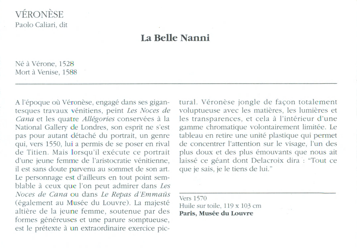 Prévisualisation du document VÉRONÈSE Paolo Caliari , dit : La Belle Nanni