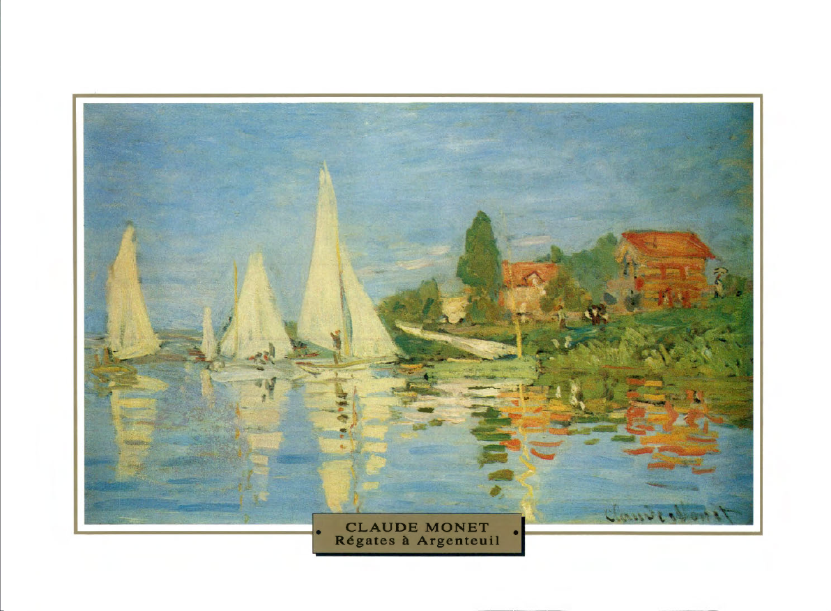 Prévisualisation du document Vers 1872

IMPRESSIONNISME
LA SEINE

France

Claude MONET
RÉGATES A ARGENTEUIL

Quand Monet nota la vente de cette toile sur...