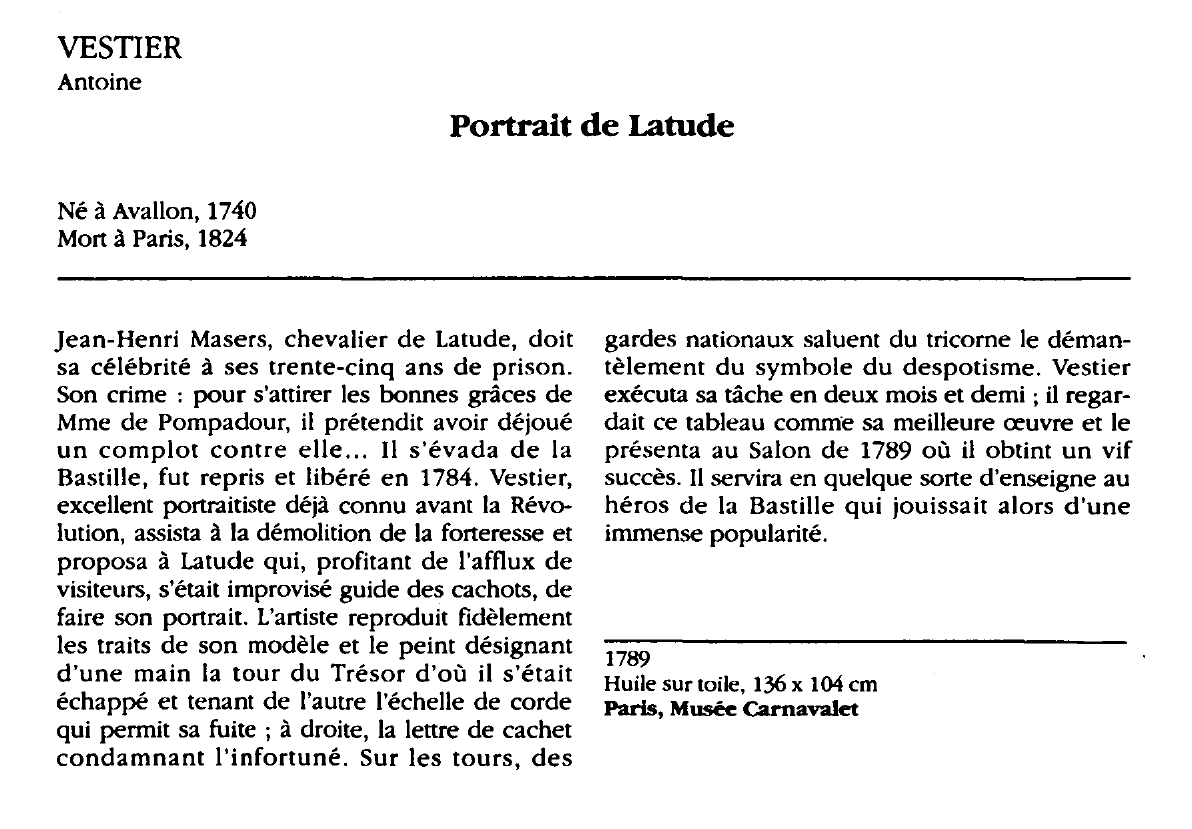 Prévisualisation du document VESTIER Antoine : Portrait de Latude