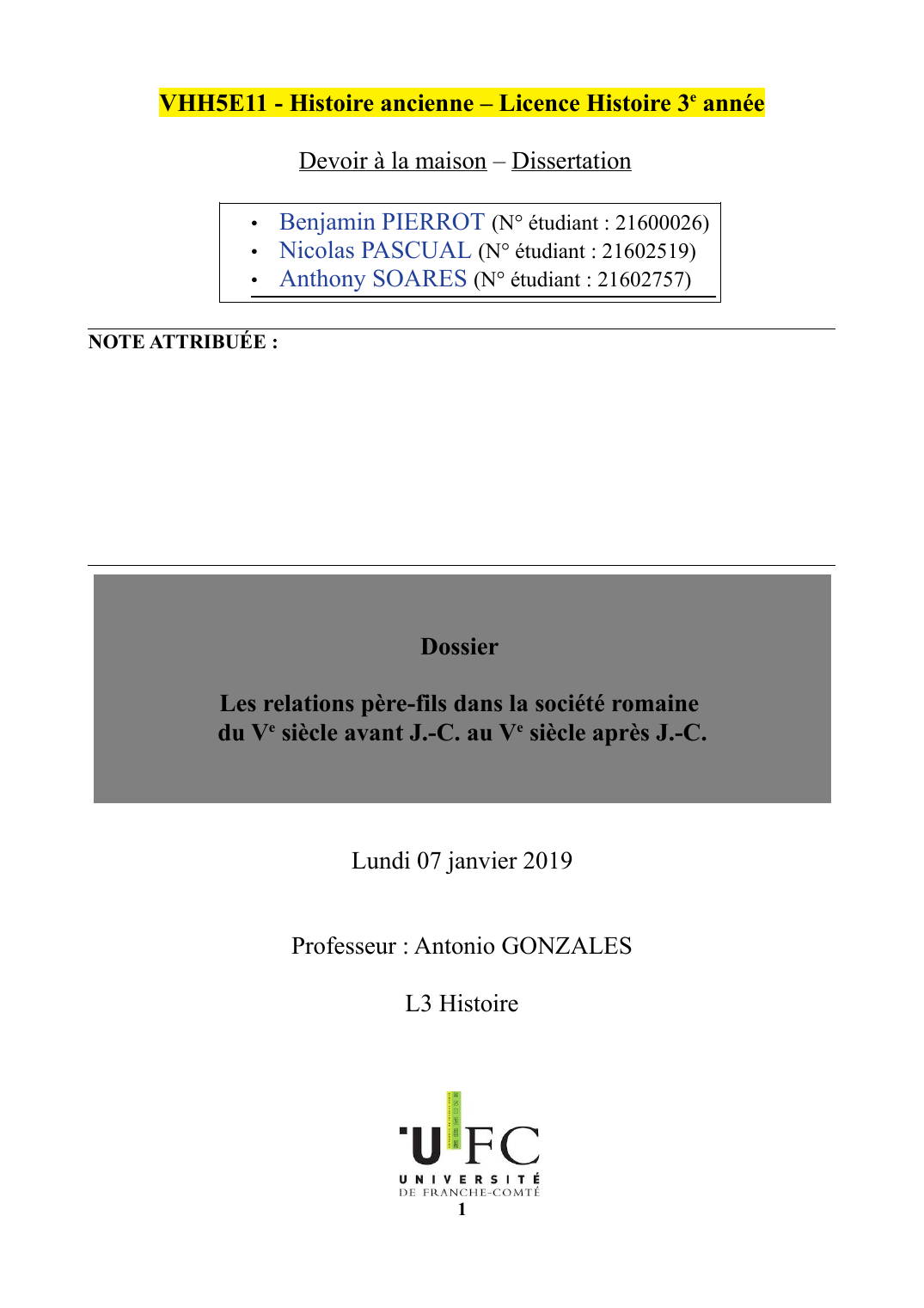 Prévisualisation du document VHH5E11 - Histoire ancienne – Licence Histoire 3e annéeDevoir