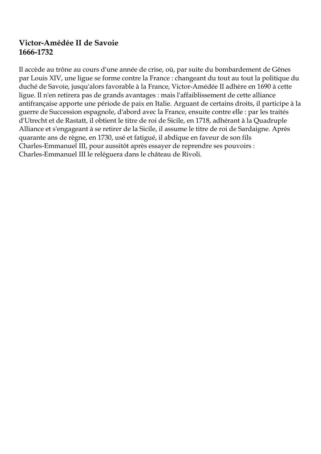 Prévisualisation du document Victor-Amédée II de Savoie1666-1732Il accède au trône au cours d'une