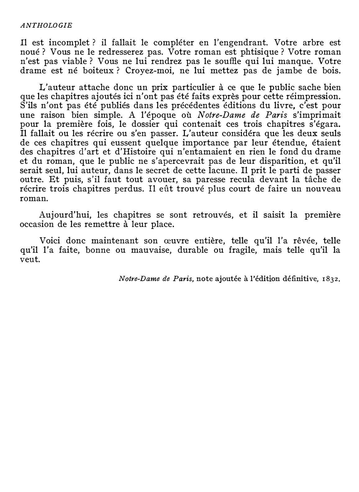 Prévisualisation du document Victor HUGO (1802-1885):  L’unité organique de toute œuvre romanesque