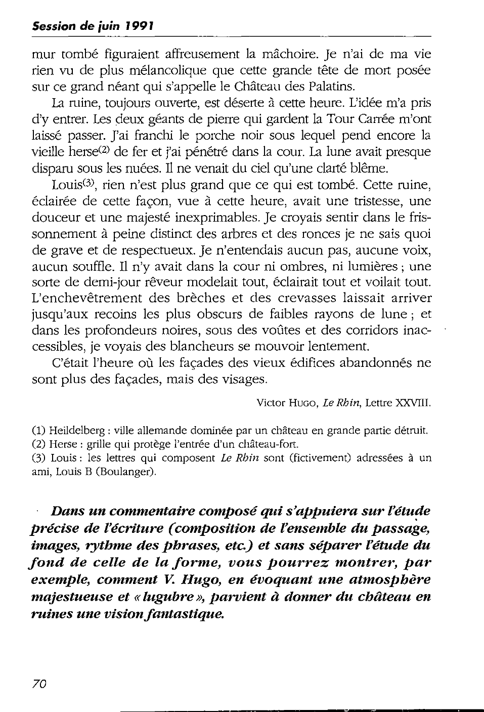 Prévisualisation du document Victor Hugo, Le Rhin, Lettre XXVIII - commentaire composé