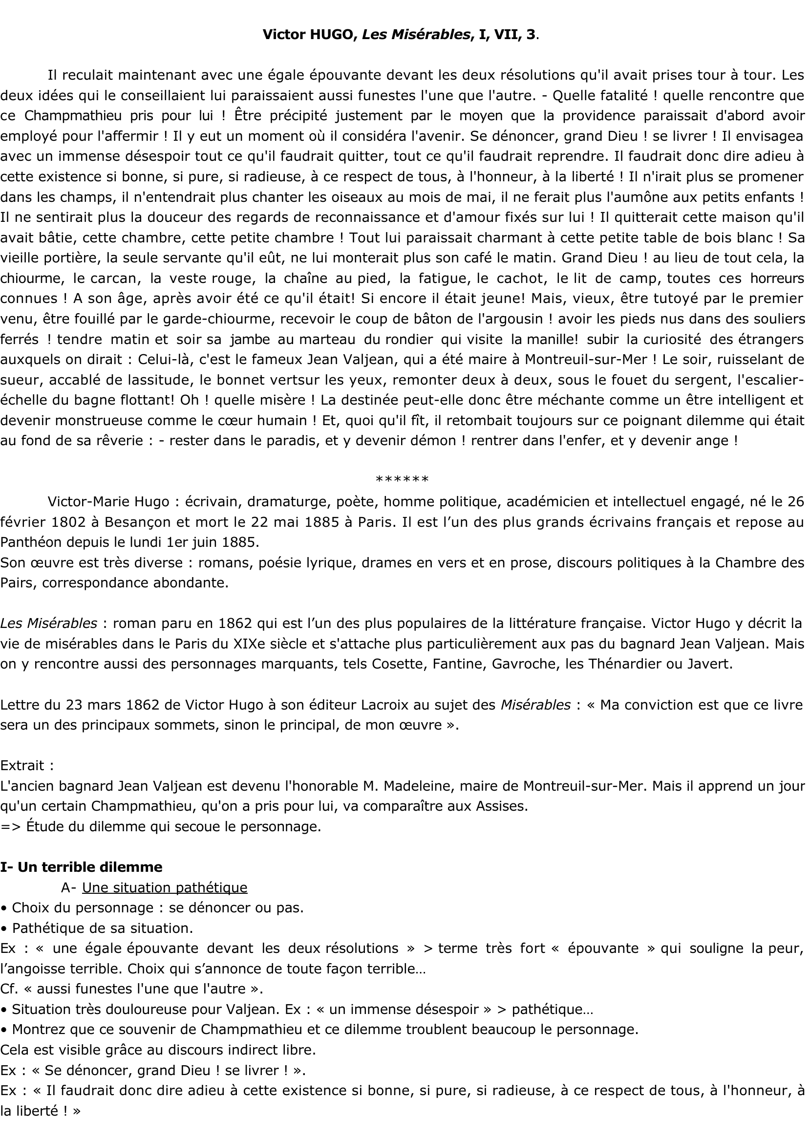 Prévisualisation du document Victor HUGO, Les Misérables, I, VII, 3.