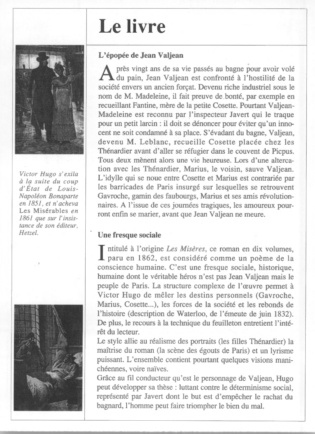 Prévisualisation du document Victor HUGO : Les Misérables