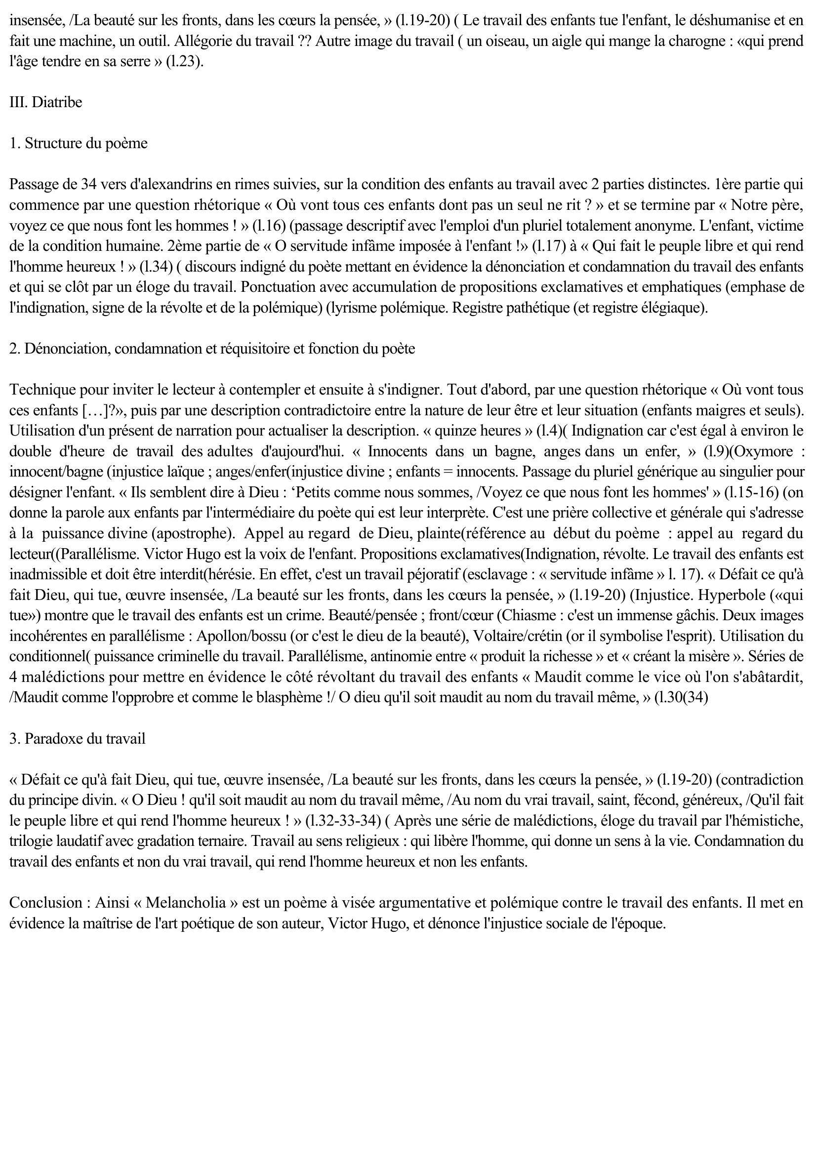Prévisualisation du document Victor Hugo, « Melancholia », Les Contemplations, Autrefois, III, 2