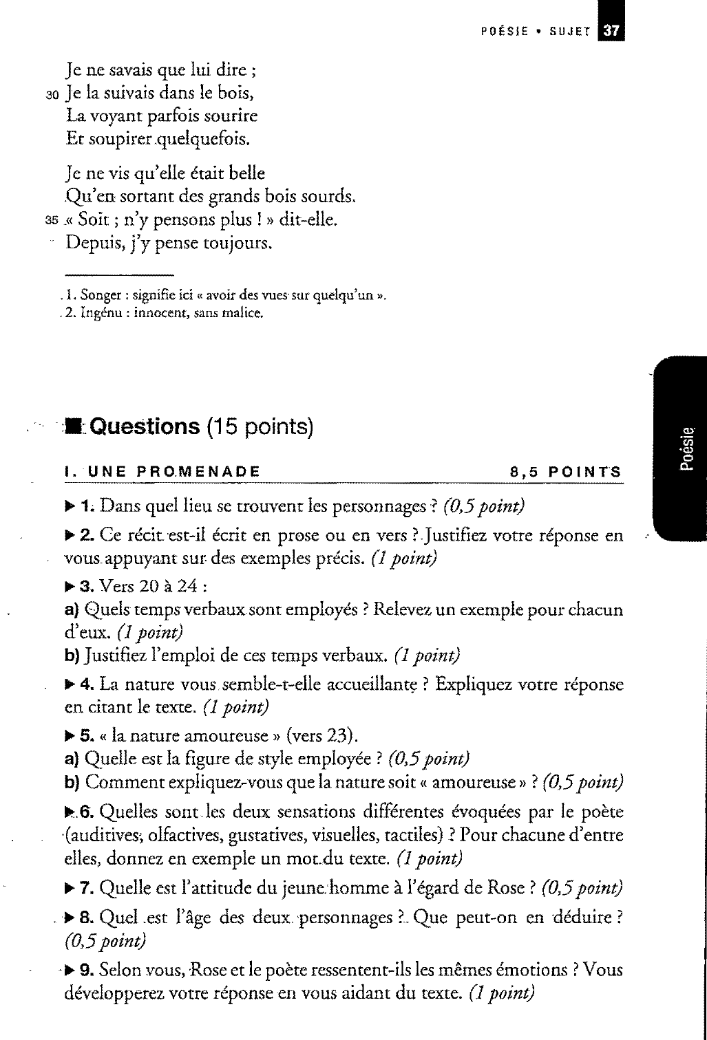 Prévisualisation du document Victor Hugo  « Vieille chanson du jeune temps » - Sujet non corrigé