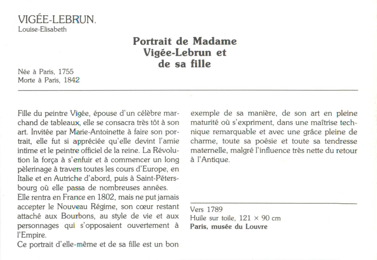 Prévisualisation du document VIGÉE-LEBRUN, Louise-Elisabeth : Portrait de Madame Vigée-Lebrun et de sa fille