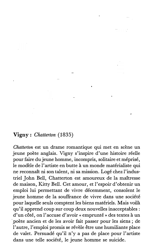 Prévisualisation du document Vigny: Chatterton (1835), III, 7.