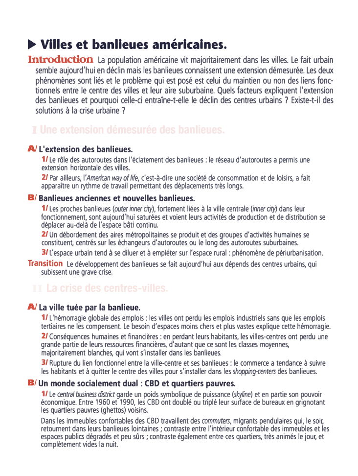 Prévisualisation du document ► VIiies et banlieues américaines.

Introduction La population américaine vit majoritairement dans les villes. Le fait urbain
semble aujourd'hui en...