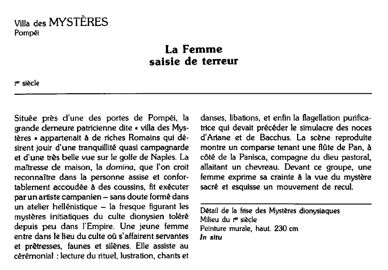 Prévisualisation du document Villa des MYSTÈRES Pompéi:La Femmesaisie de terreur.