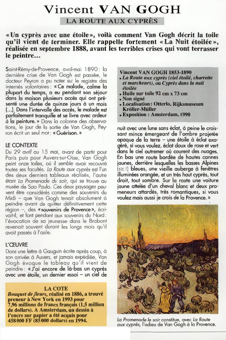 Prévisualisation du document Vincent VAN GOGH:LA ROUTE AUX CYPRÈS.