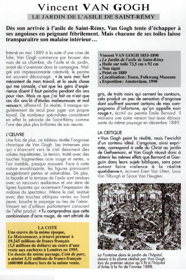 Prévisualisation du document Vincent VAN GOGH:LE JARDIN DE L'ASILE DE SAINT-RÉMY.