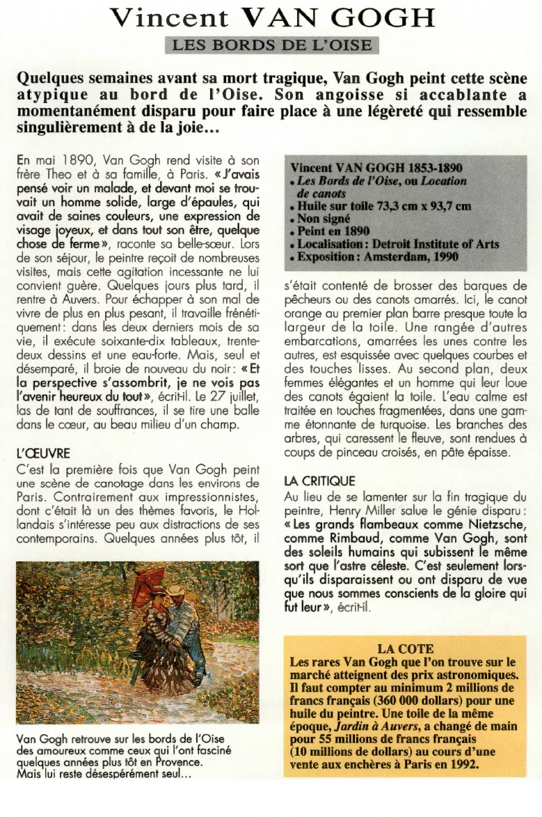 Prévisualisation du document Vincent VAN GOGH:LES BORDS DE L'OISE.