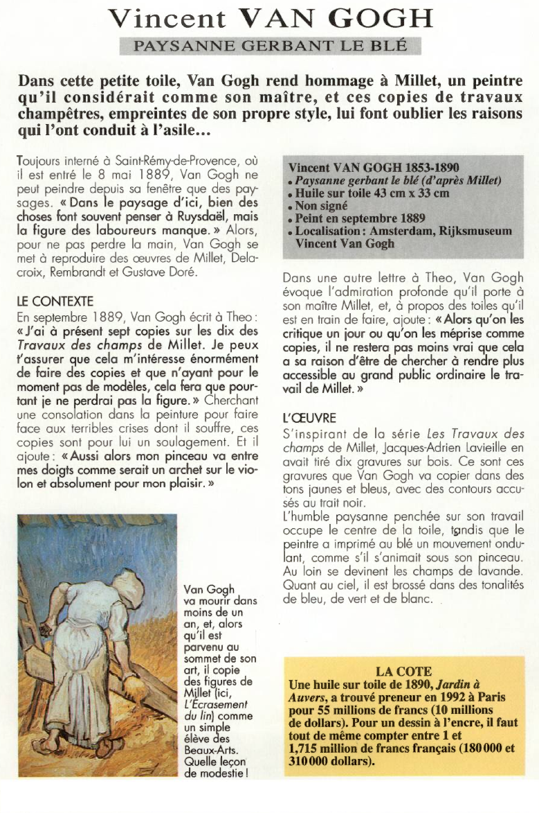 Prévisualisation du document Vincent VAN GOGH:PAYSANNE GERBANT LE BLÉ.