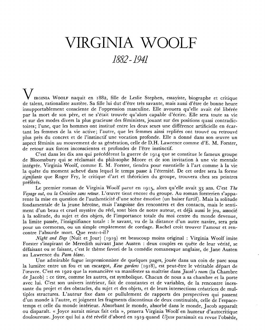 Prévisualisation du document Virginia Woolf