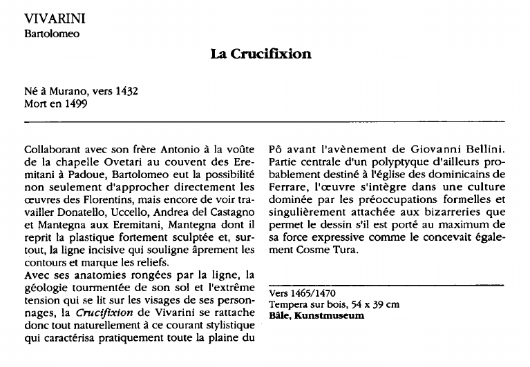 Prévisualisation du document VIVARINIBartolomeo:La Crucifixion (analyse du tableau).