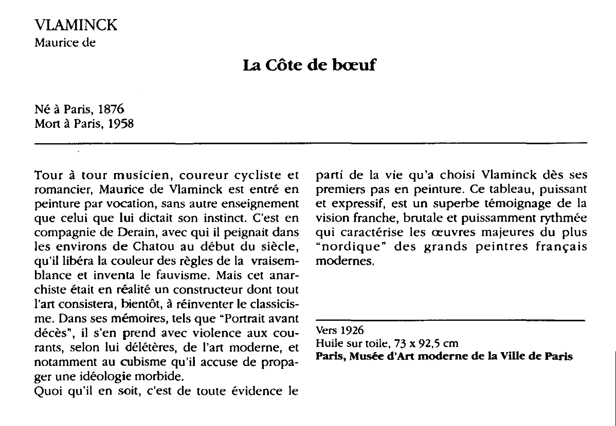 Prévisualisation du document VLAMINCK Maurice de : La Côte de boeuf