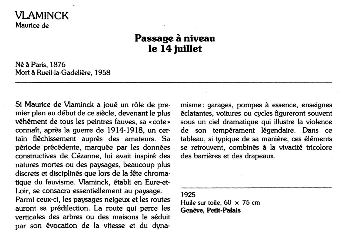 Prévisualisation du document VlAMINCK Maurice de : Passage à niveau le 14 juillet