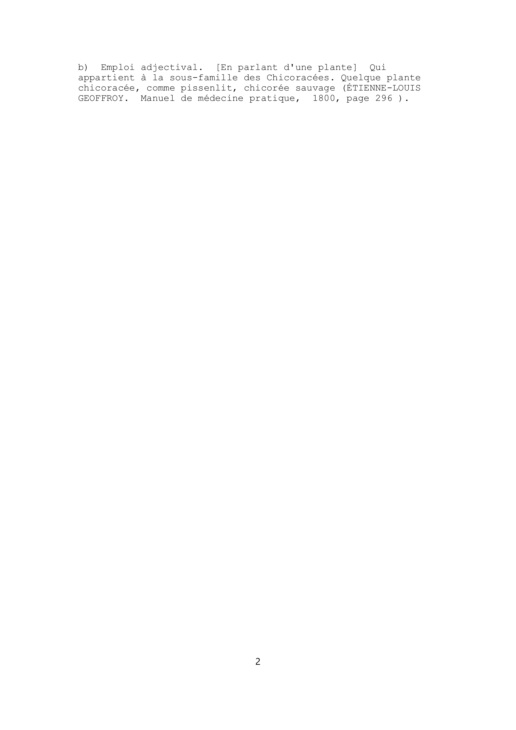 Prévisualisation du document Vocabulaire:
CHICORÉE, substantif féminin.