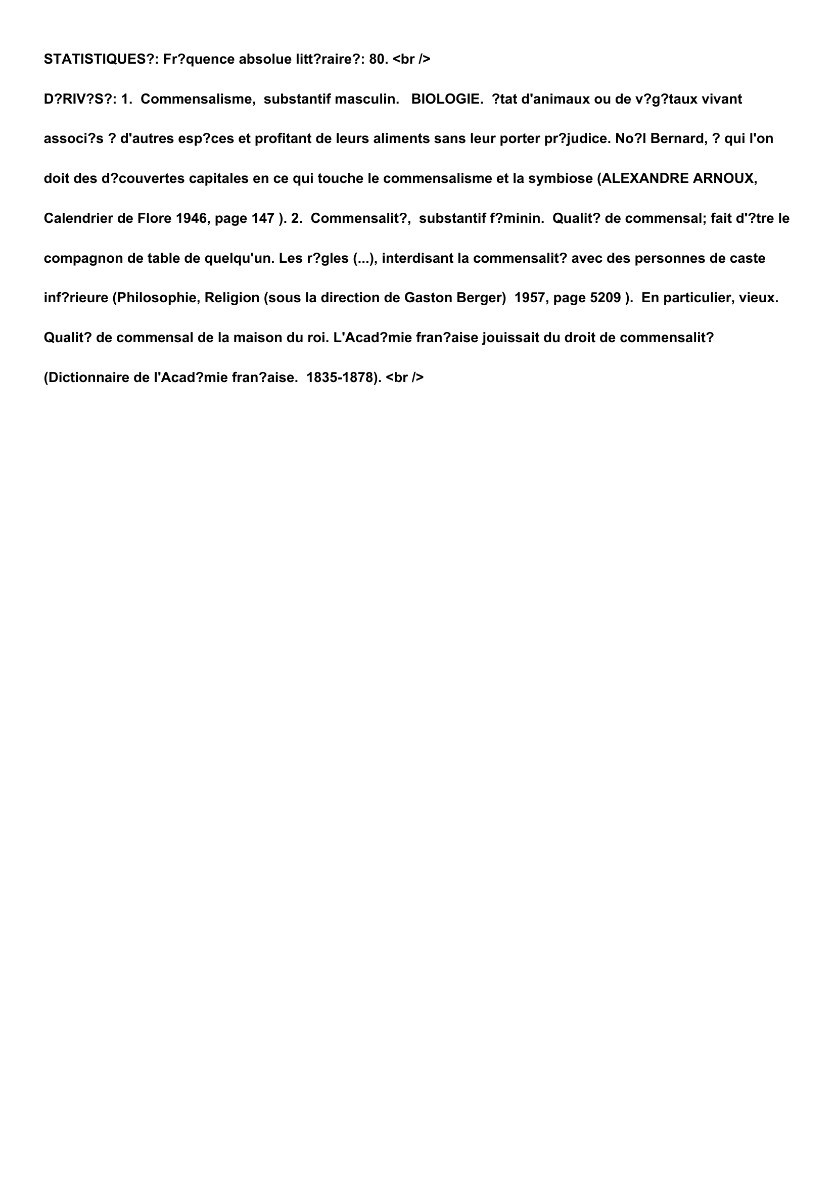 Prévisualisation du document Vocabulaire:
COMMENSAL, -ALE, -AUX, substantif.