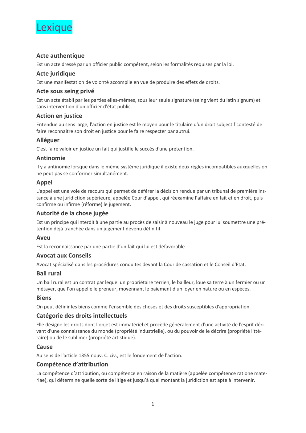 Prévisualisation du document vocabulaire droit