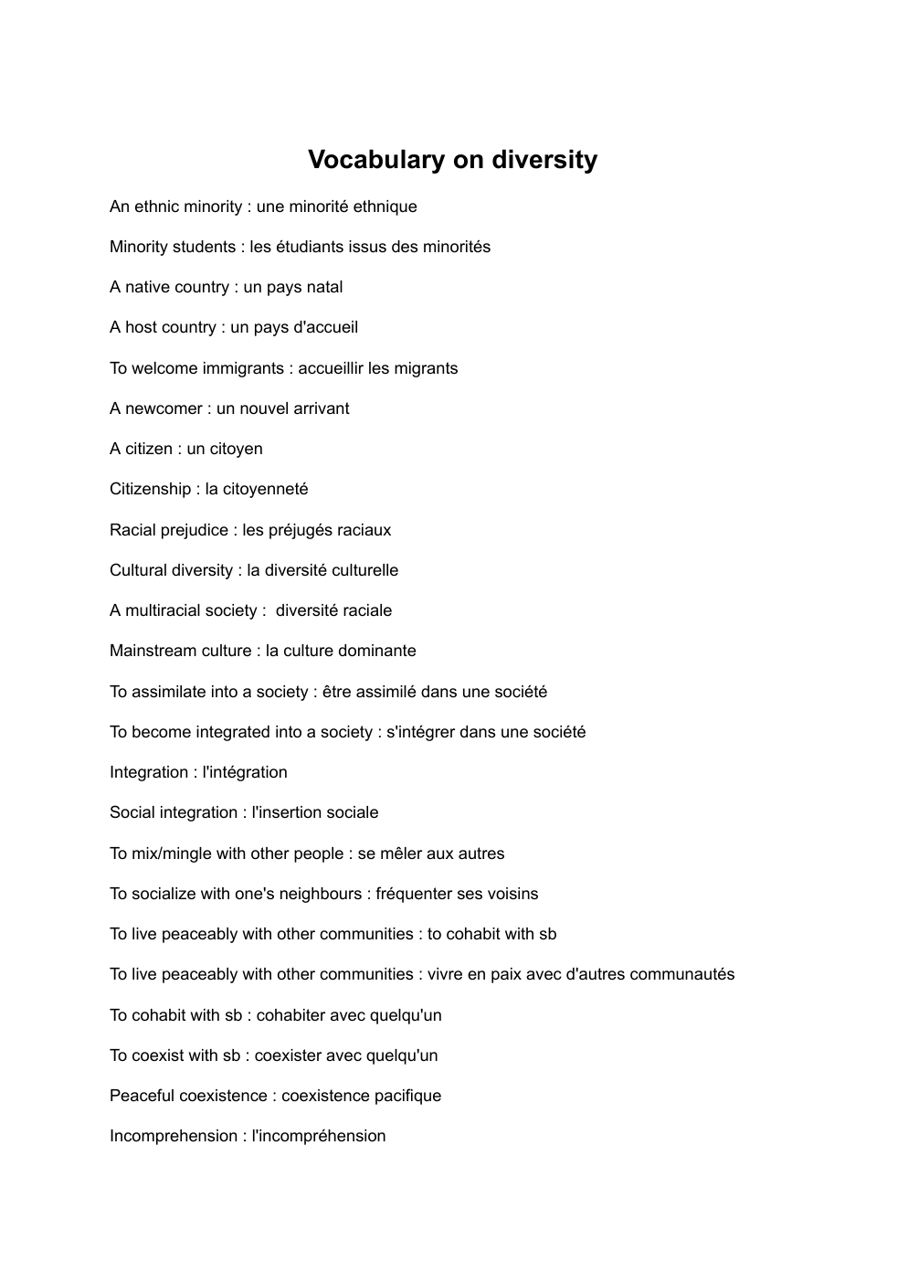 Prévisualisation du document vocabulary on diversity