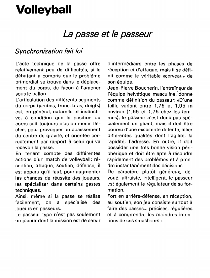 Prévisualisation du document Volleyball:La passe et le passeur (sport).