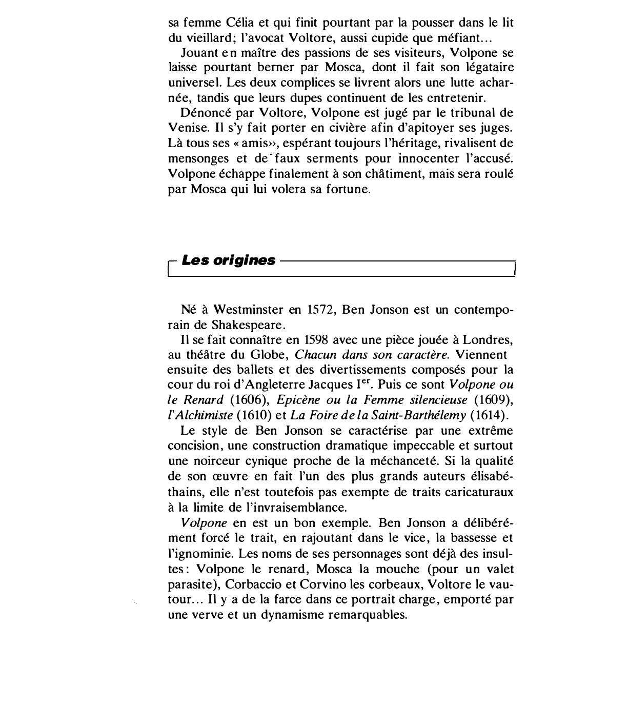 Prévisualisation du document VOLPONE (analyse du personnage)