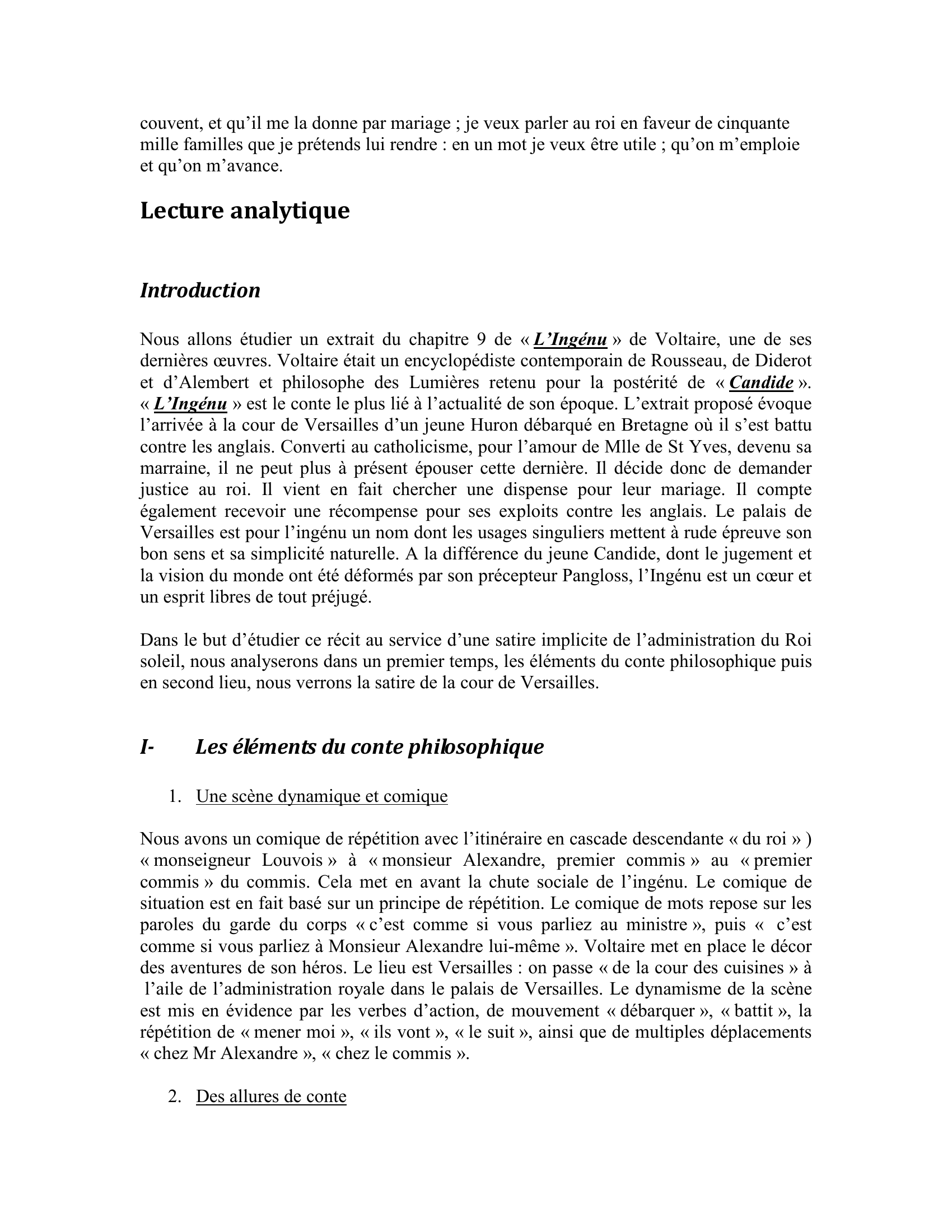 Prévisualisation du document Voltaire, L'Ingénu, Chapitre 9 (commentaire)