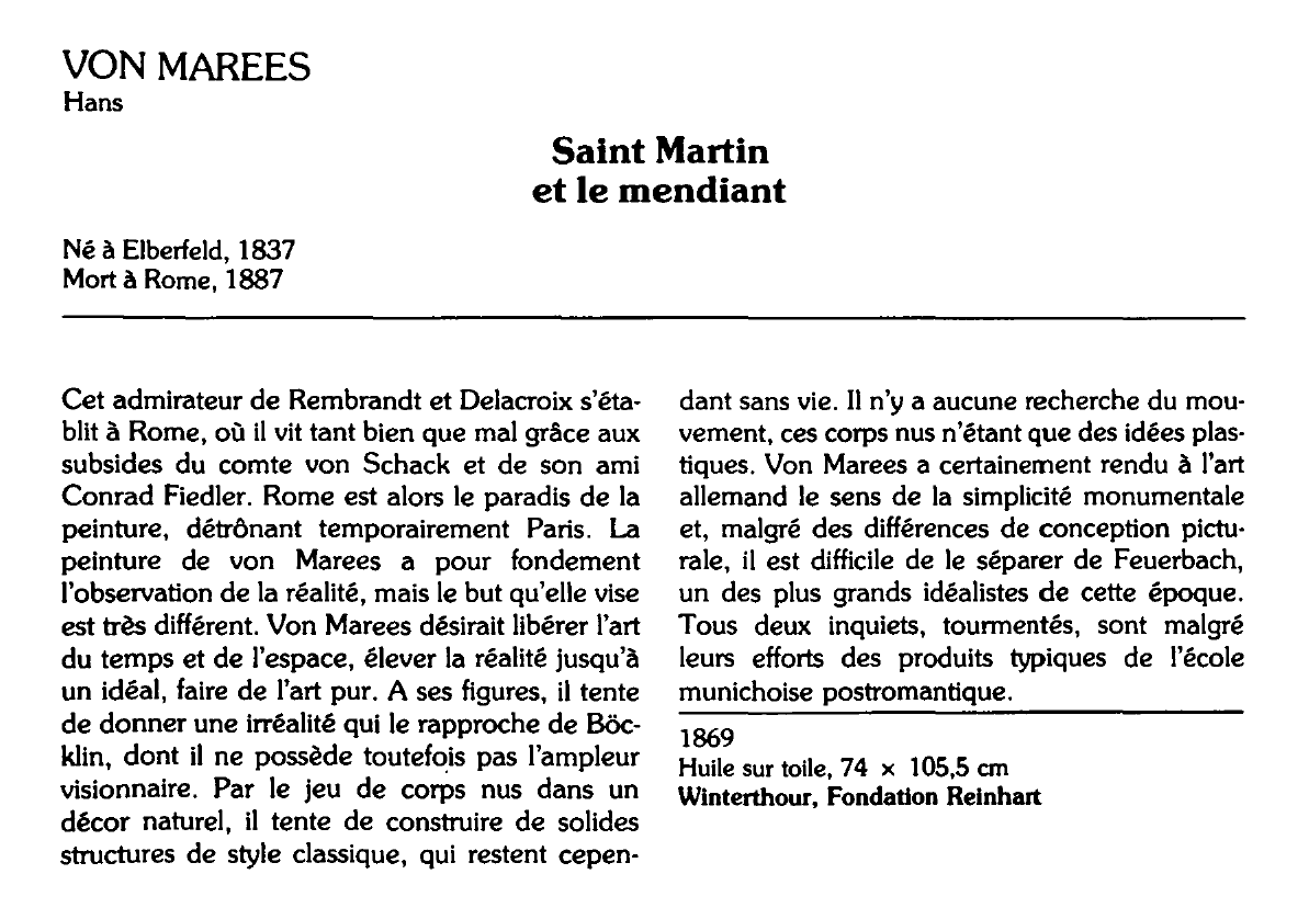 Prévisualisation du document VON MAREES Hans : Saint Martin et le mendiant