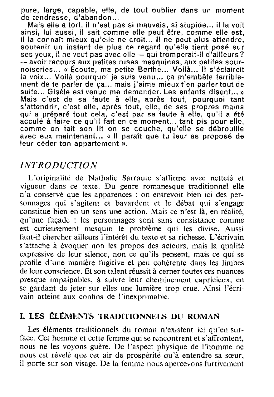 Prévisualisation du document Vous analyserez ce texte de Nathalie Sarraute extrait du « Planetarium » en montrant l'originalité de sa conception romanesque, et vous direz quelle place il convient de lui assigner au sein du Nouveau Roman.