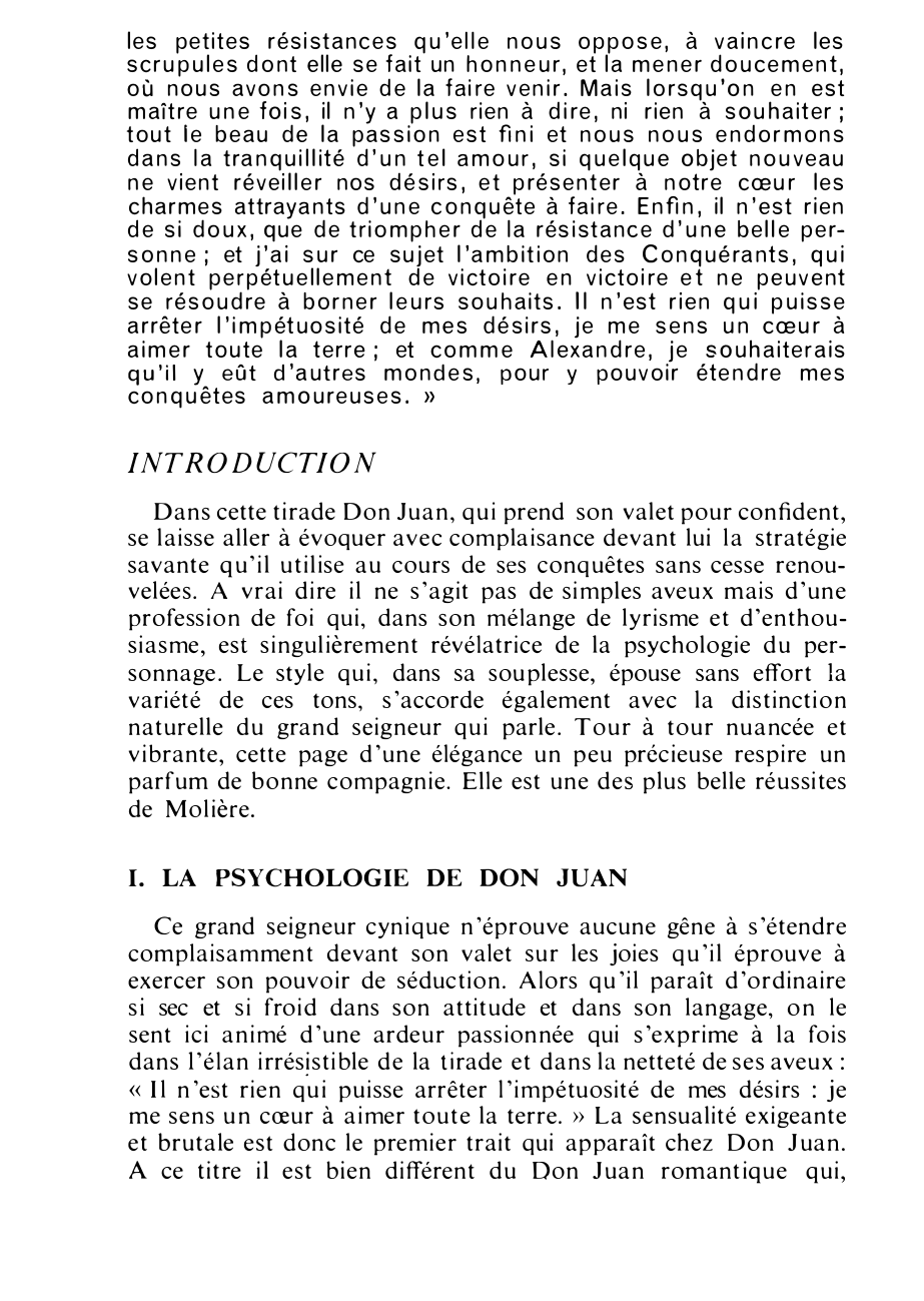 Prévisualisation du document Vous commenterez, sous la forme d’une dissertation, ce texte de Molière : DOM JUAN (I-2)