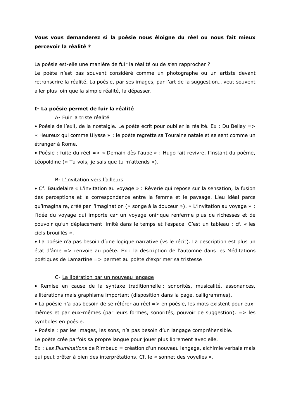 Prévisualisation du document Vous vous demanderez si la poésie nous éloigne du réel ou nous fait mieux
percevoir la réalité ?
La poésie...