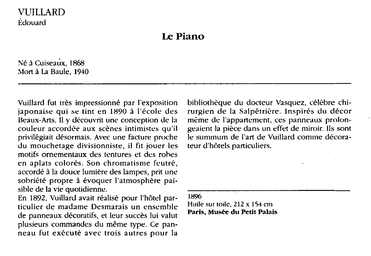 Prévisualisation du document VUILLARD Édouard : Le Piano